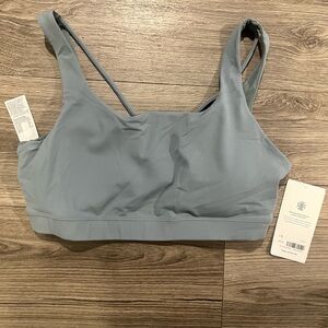 Athleta Gray Sports Bra with Wide Straps and Scoop Neckline